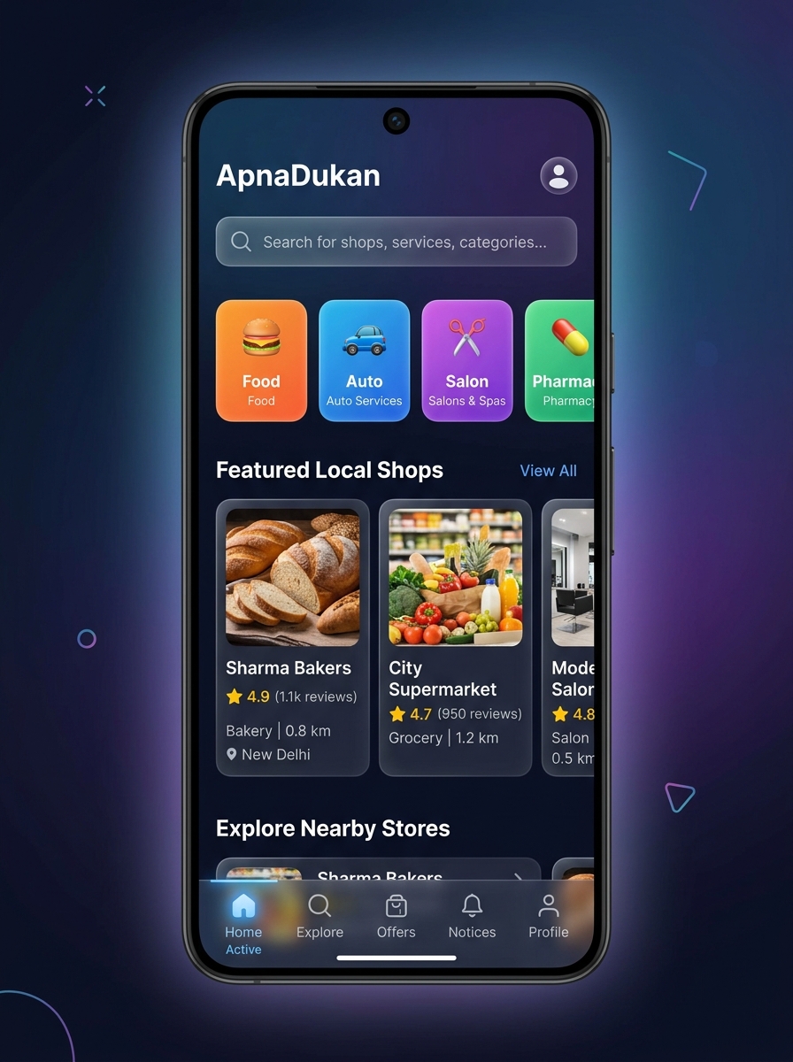 ApnaDukan App Screen Mockup