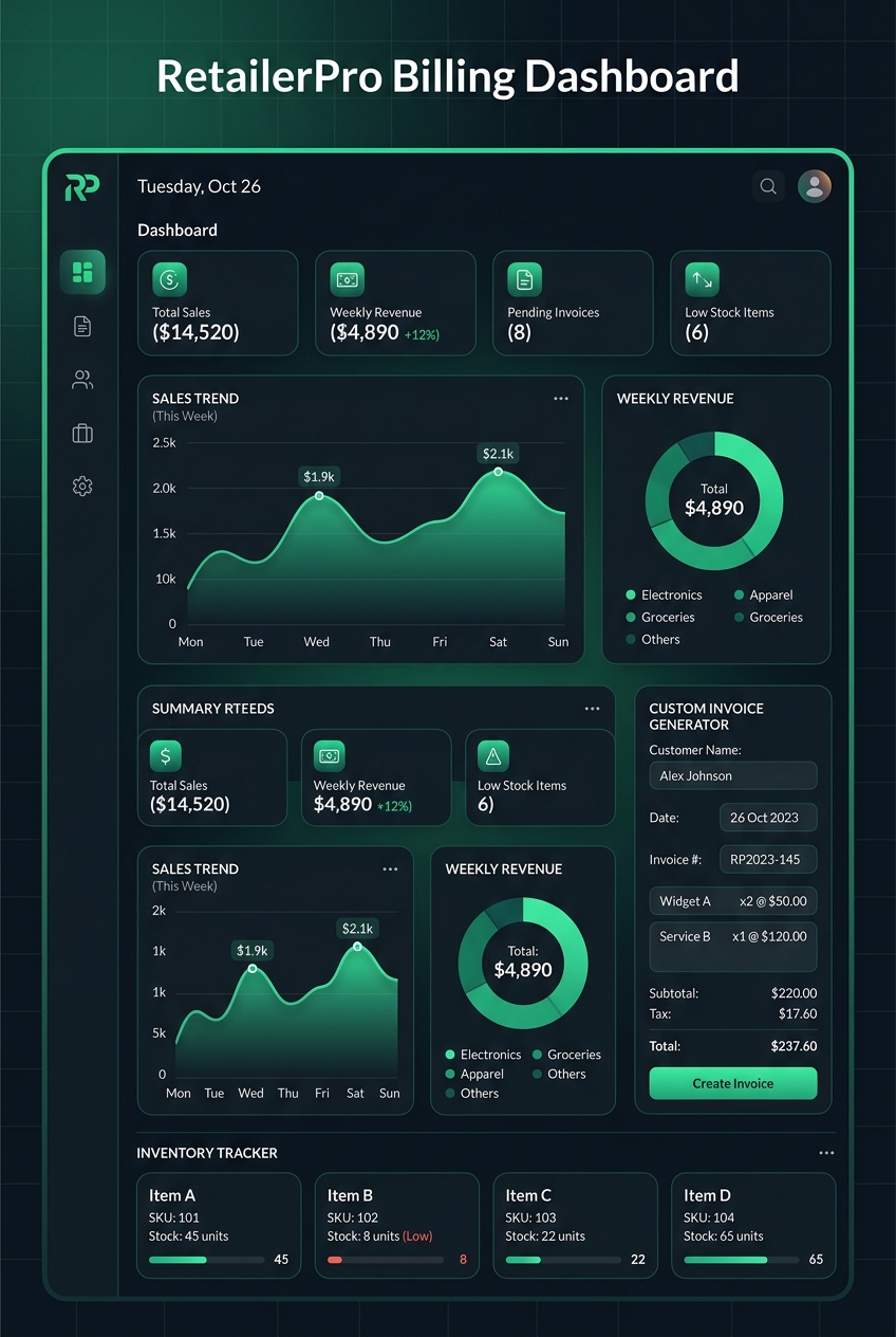 BillCraft Smart Invoicing Mockup