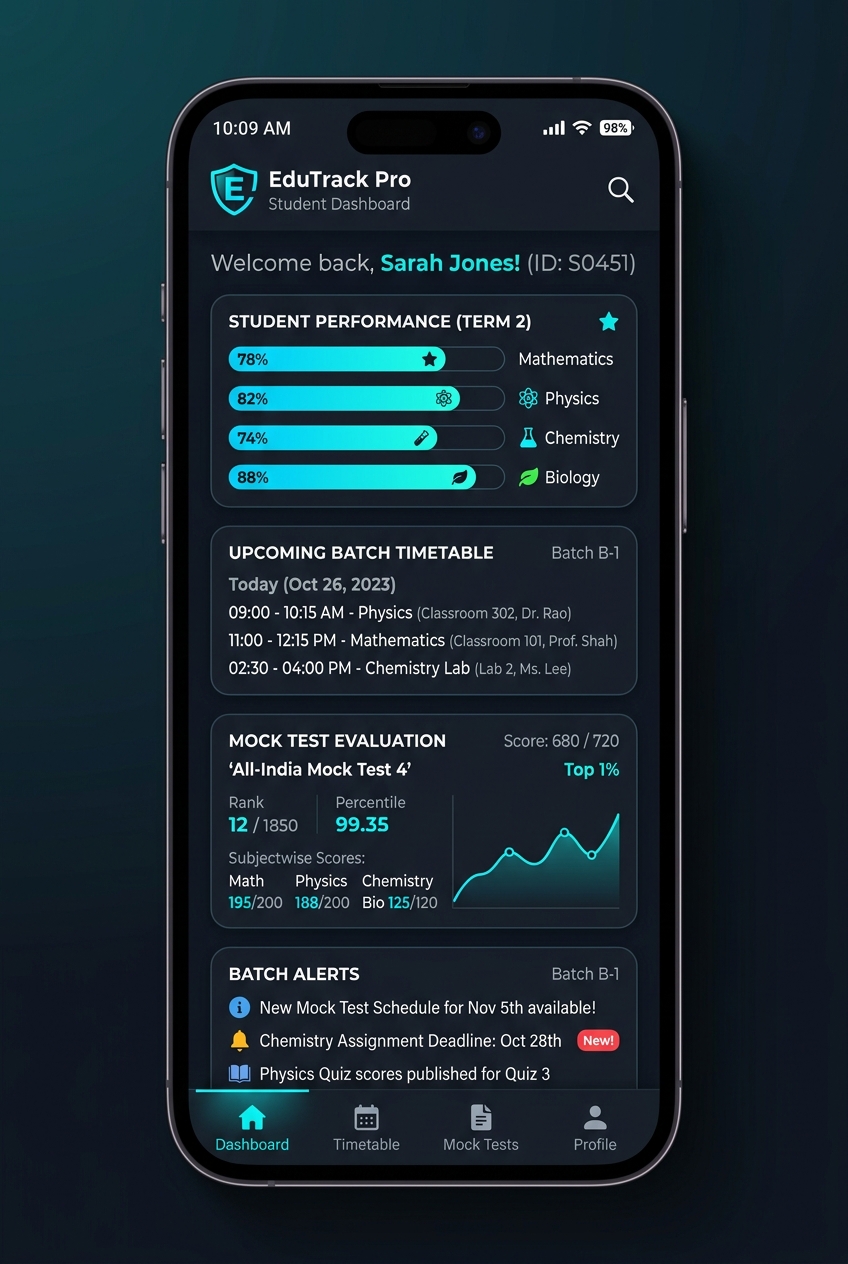 Coaching ERP Dashboard Mockup